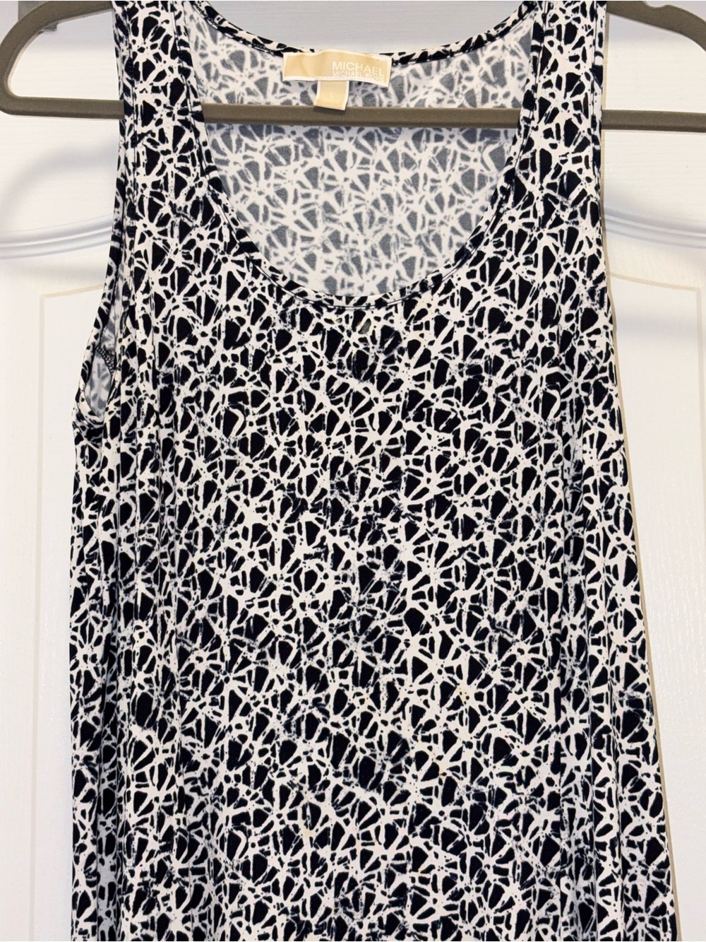 Michael Kors Dark Navy and White Abstract Maxi Dress